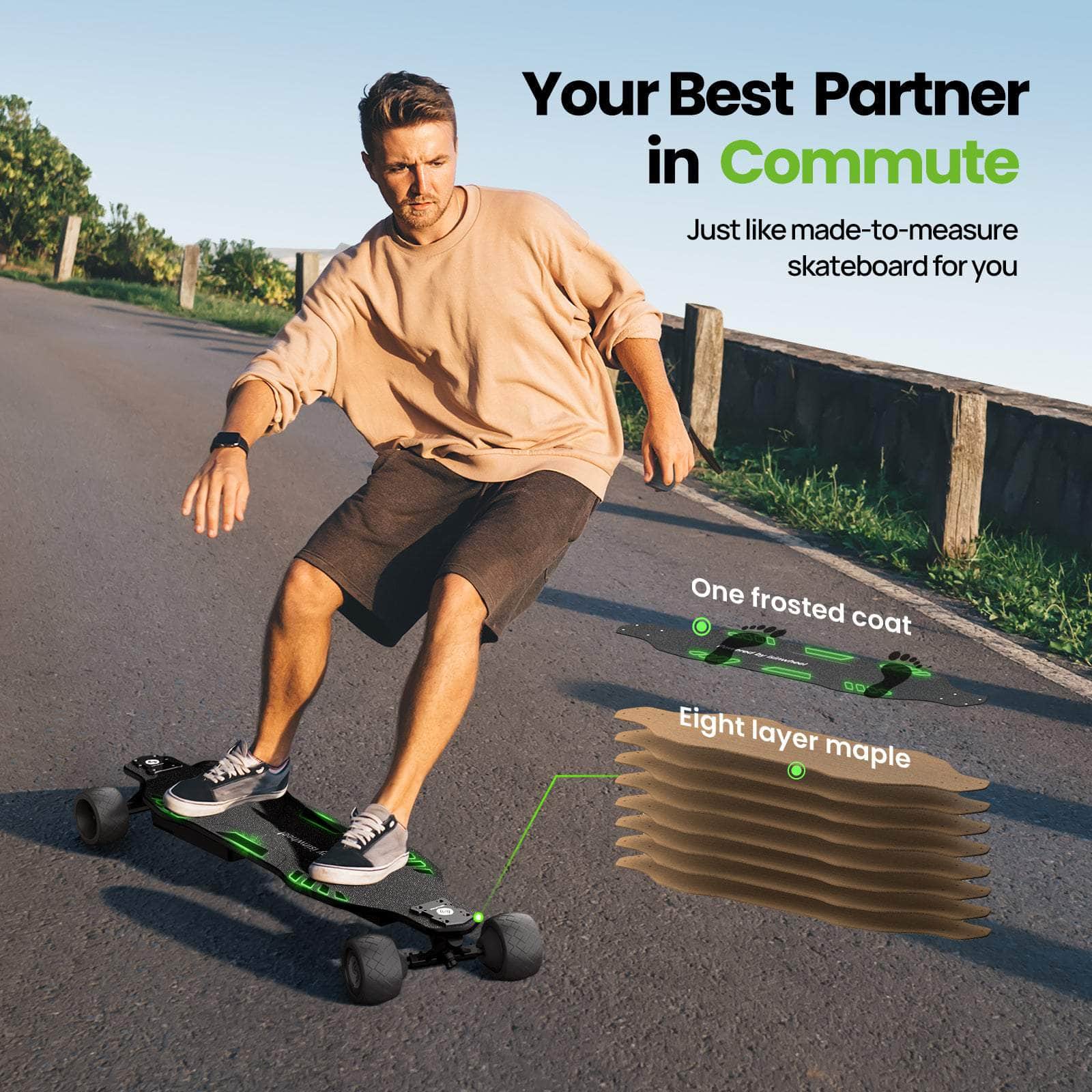 isinwheel V8 Electric Skateboard with Portable Removable Battery & Remote Control 37V 5Ah | 600W*2 Power | 28 MPH | 10-12 Miles - Financing Available! - Image 5