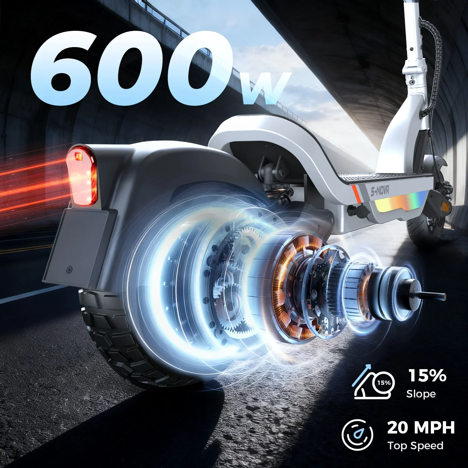 isinwheel S Nova 600W Commuting Electric Scooter - 20mph - 36V 7.8Ah Battery, 19-Mile Range- 100% Financing Available! - Image 3