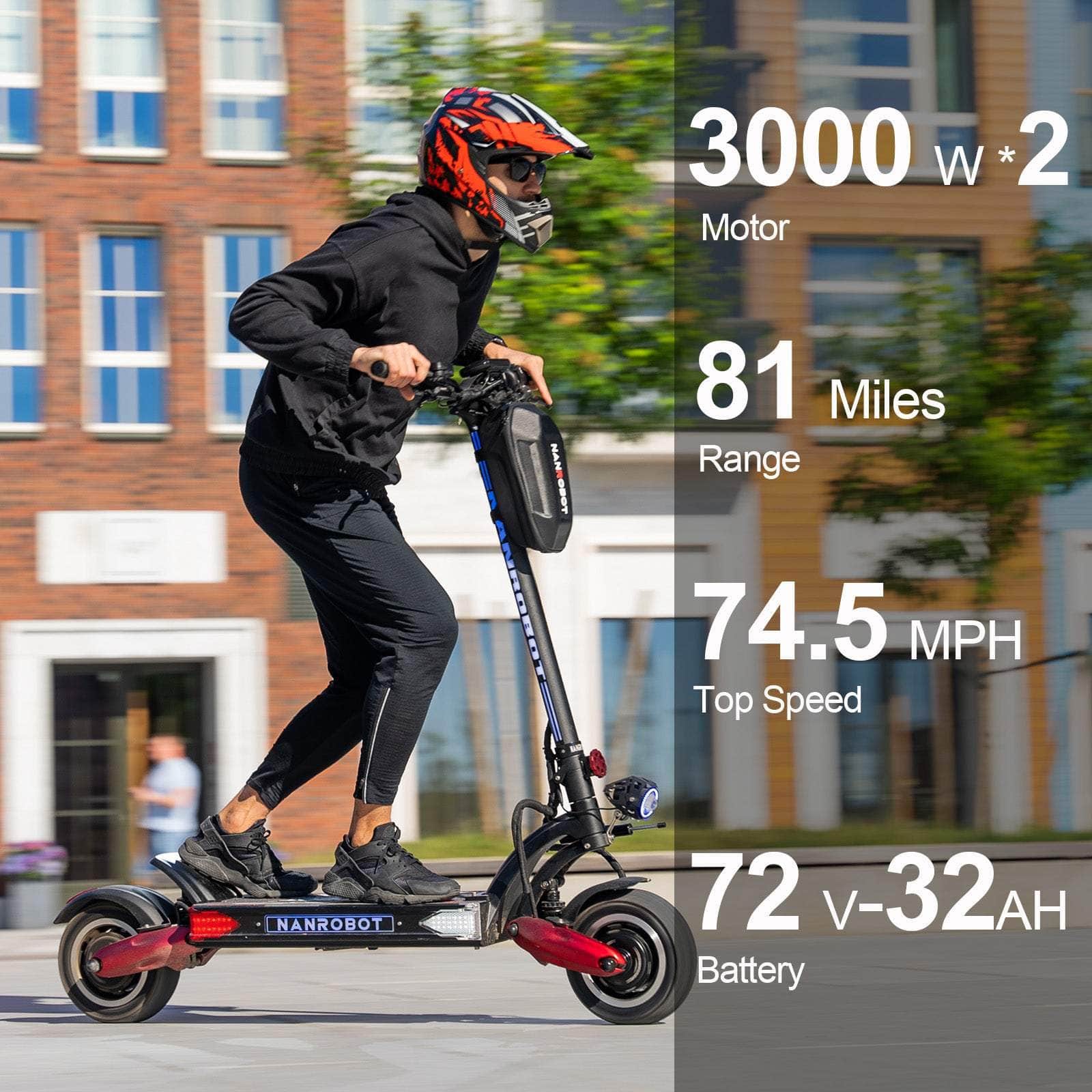 NANROBOT LS7+ 72V Electric Scooter - Dual Motors 3000Wx2, 35A, Hydraulic Brakes - 100% Financing Available - Image 5