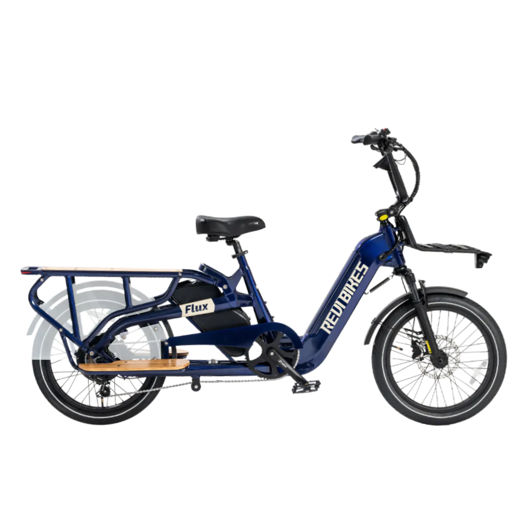 Revi Bikes Flux Electric Cargo Bike 48V, 750W/1200W Peak Motor, 440-lb load capacity, step-thru - 100% Financing Available! - Image 7